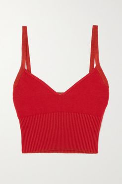Ada Cropped Ribbed Stretch-knit Top - Red