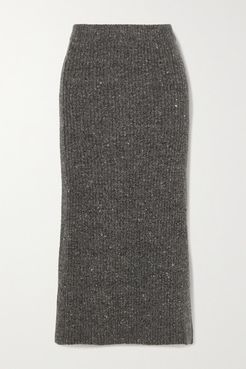 Tony Ribbed Wool And Cashmere-blend Midi Skirt - Charcoal