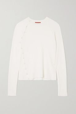 Lucy Button-embellished Ribbed Wool Sweater - Ivory