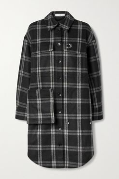 Chester Oversized Convertible Checked Wool-blend Coat - Black