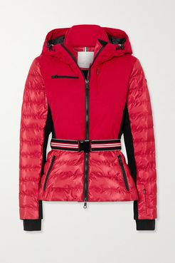 Kat Hooded Belted Quilted Ski Jacket - Red
