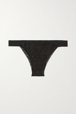 Guipure Lace, Tulle And Microfiber Briefs - Black