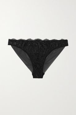 Embroidered Tulle Briefs - Black