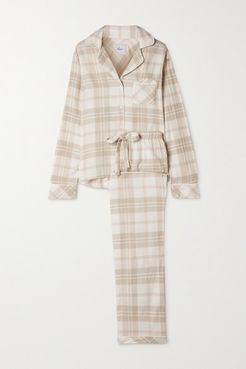 Clara Checked Flannel Pajama Set - Ivory
