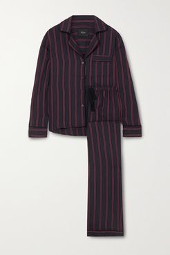 Clara Striped Voile Pajama Set - Navy