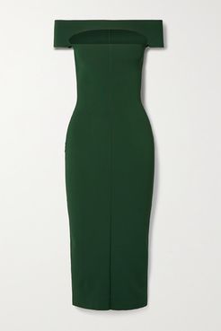 Marika Off-the-shoulder Cutout Stretch-knit Midi Dress - Dark green