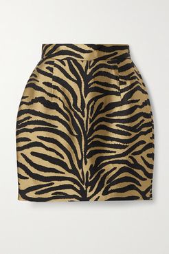 Eiko Metallic Zebra-jacquard Mini Skirt - Gold