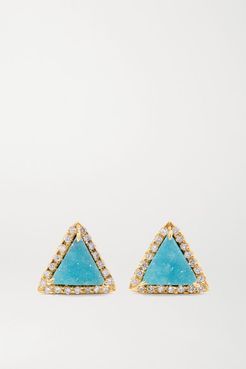 18-karat Gold, Chrysocolla And Diamond Earrings