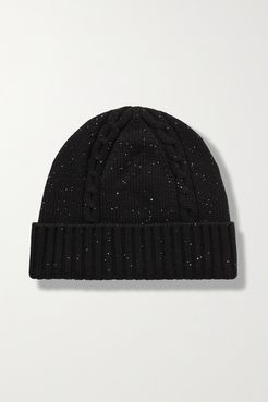 Sequin-embellished Cable-knit Cashmere-blend Beanie - Black