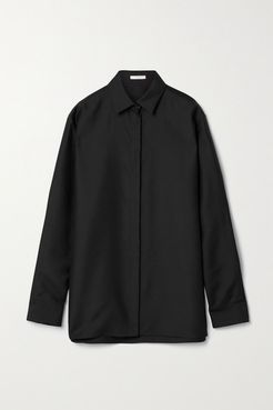 Big Sisea Wool And Silk-blend Poplin Shirt - Black