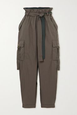 Willett Belted Cotton Tapered Pants - Army green