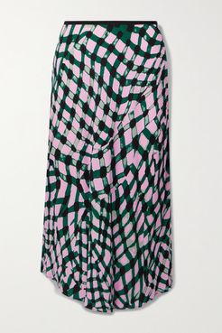 Mae Printed Crepe Midi Skirt - Pink