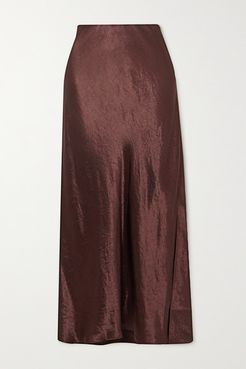 Hammered-satin Midi Skirt - Chocolate