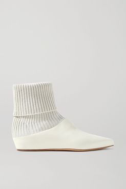 Rocia Leather And Cashmere Sock Boots - Ivory