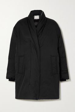 Hooded Oversized Padded Cotton-blend Shell Coat - Black