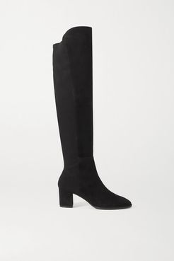 Harper Suede And Neoprene Knee Boots - Black