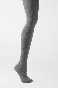 Clean Allure Ribbed Cotton-blend Tights - Gray
