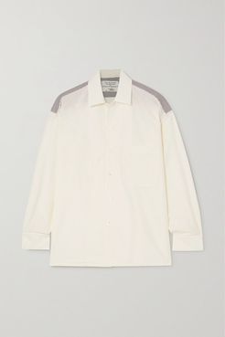 Archive 6 Striped Cotton-poplin And Cotton And Silk-blend Shirt - White