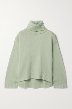 Vester Oversized Convertible Cashmere And Silk-blend Turtleneck Sweater - Light gray