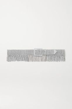 Net Sustain Fringed Silver-tone Crystal Belt