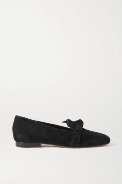 Clarita Bow-embellished Suede Loafers - Black