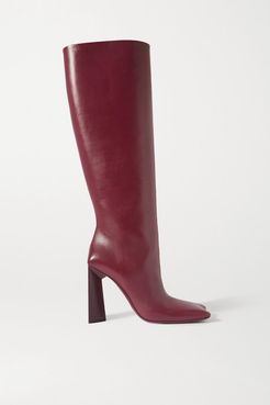 Moon Leather Knee Boots - Burgundy