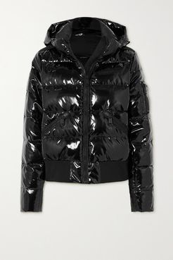 Aura Hooded Quilted Glossed Down Ski Jacket - Black