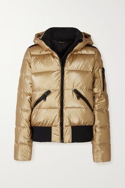 Aura Hooded Quilted Metallic Down Ski Jacket