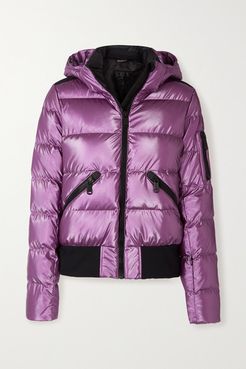 Aura Hooded Quilted Metallic Down Ski Jacket - Violet