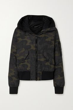 Forest Hooded Camouflage-print Down Ski Jacket - Army green
