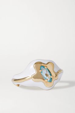 9-karat Gold, Enamel And Topaz Ring - White