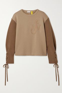 1 Jw Anderson Two-tone Embroidered Cotton-jersey And Wool Top - Light brown