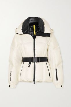 Grossaix Belted Printed Quilted Down Ski Jacket - White