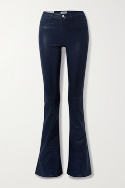 Coated High-rise Flared Jeans - Midnight blue
