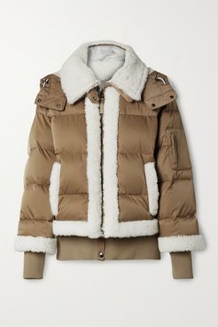 Suza Layered Hooded Shearling-trimmed Quilted Down Ski Jacket - Brown