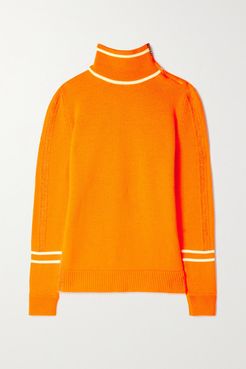 Xila Embossed Mohair-blend And Cashmere Turtleneck Sweater - Bright orange
