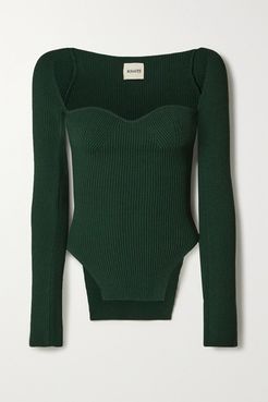 Maddy Ribbed-knit Sweater - Dark green