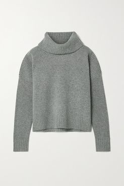 Ribbed Wool Turtleneck Sweater - Gray