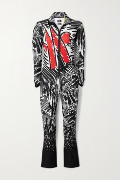 3 Moncler Grenoble Tuta Printed Ski Suit - Black