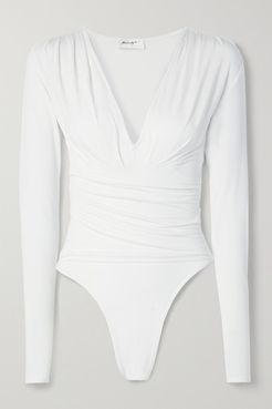 Isla Ruched Stretch-micro Modal Bodysuit - White