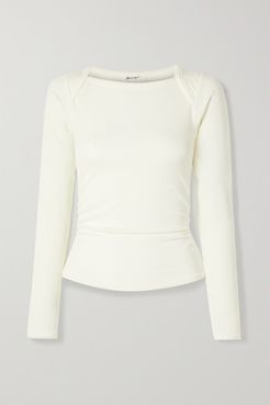 Becks Ruched Ribbed Stretch-jersey Top - White