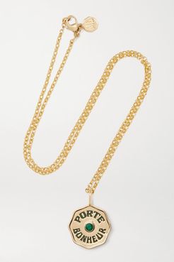 Coin 14-karat Gold, Enamel And Emerald Necklace