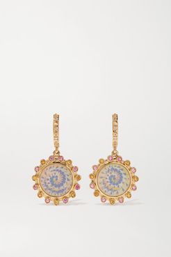 Spiral 14-karat Gold, Enamel, Diamond And Sapphire Earrings