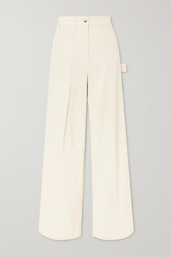 Pleated Cotton-twill Straight-leg Pants - Ivory