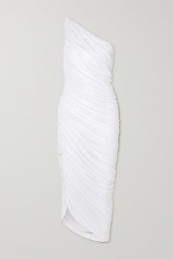 Diana One-shoulder Ruched Stretch-jersey Dress - White