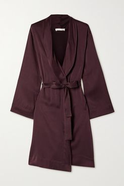Tina Washed Silk-blend Satin Robe - Burgundy