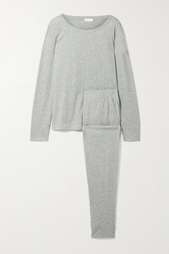 Net Sustain Cassandra Embroidered Organic Cotton-jersey Pajama Set - Gray