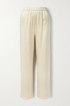 Silk-satin Straight-leg Pants - Ivory