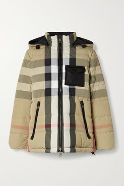 Reversible Checked Quilted Shell Down Jacket - Beige