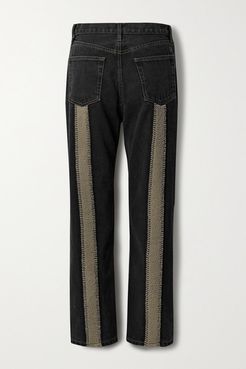 Sherpa Tate Cropped Fleece-trimmed High-rise Straight-leg Jeans - Black
